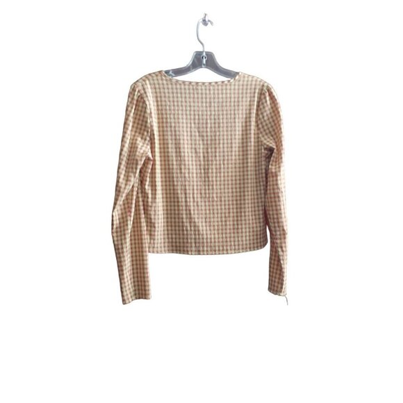 Nasty Gal Crop Top Orange & Chartreuse Seersucker Covered Button Detail 4 - Picture 4 of 7